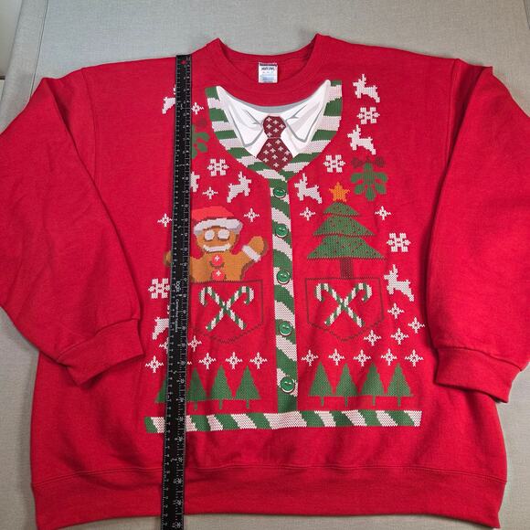 NuBlend 2XL Ugly Christmas Sweater Red Holiday Graphic Pullover Sweatshirt - Picture 5 of 8
